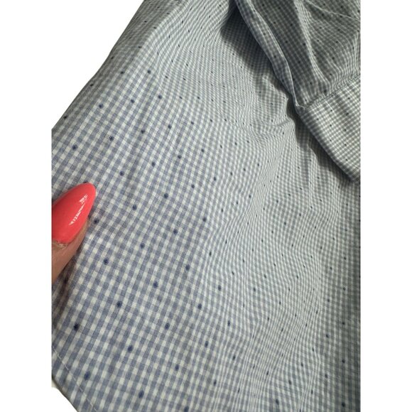 BUGATCHI Men's Blue Plaid Dot Button Down Shirt Size 16 1/2 - Picture 4 of 9